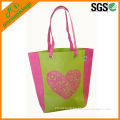 fashion non woven shopping bag with heart shape print